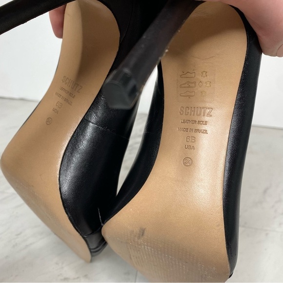 Schutz Meisho Pointy Toe Black Leather Stiletto Pump 6B - Picture 11 of 14